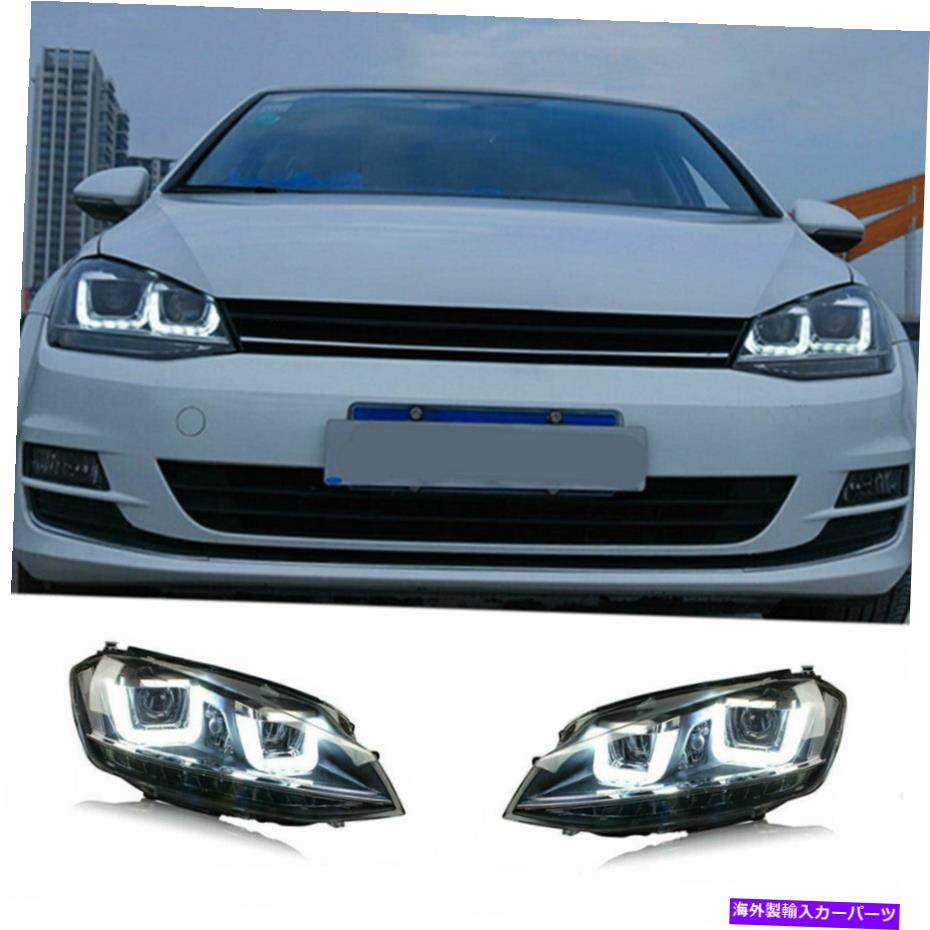 USヘッドライト VWゴルフ7 LEDヘッドライトプロジェクターLED DRL 2014-2019 OEMハロゲンを交換 For VW Golf 7 LED Headlights Projector LED DRL 2014-2019 Replace OEM Halogen【並行輸入品】