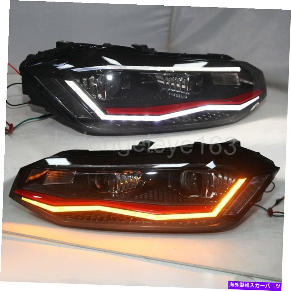 USヘッドライト ブルーMK5 VentoクロスポロLEDヘッドライト2019-2020年赤線LDのキャング A cangue of blue Mk5 Vento Cross polo LED Headlights 2019-2020 year red line LD【並行輸入品】