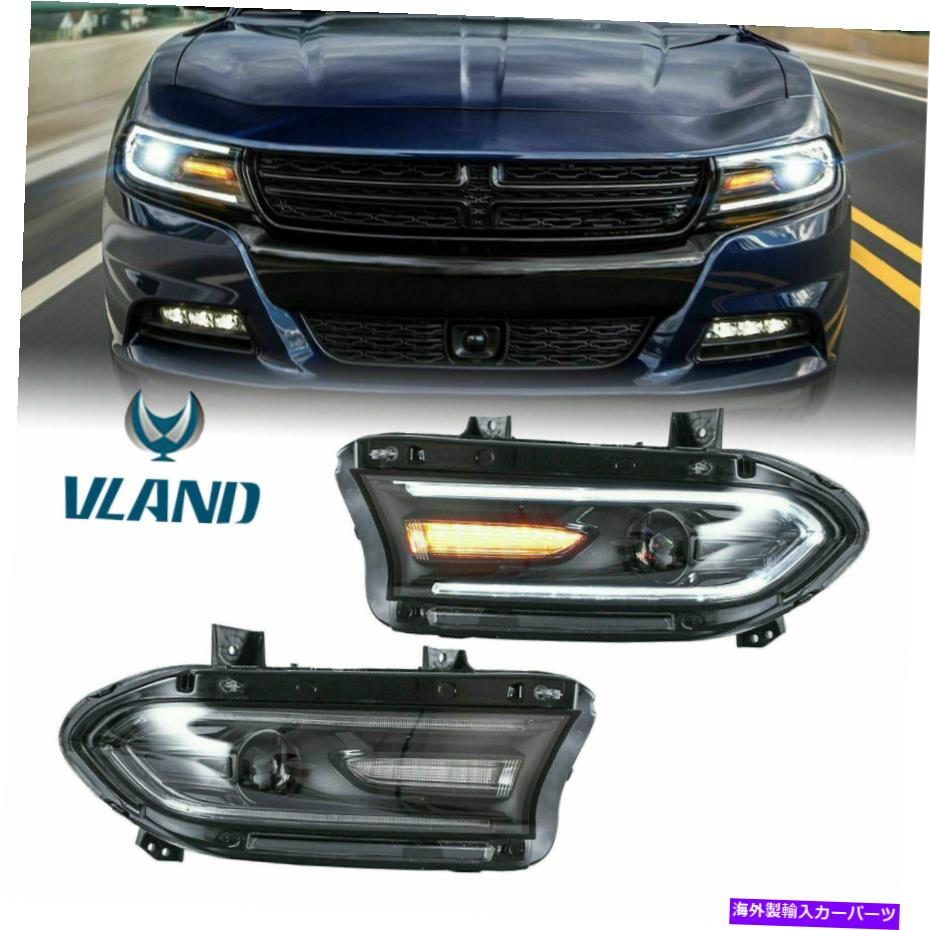 USヘッドライト 2015-2020 Dodge Charger SRT GT SXTのためのVland LEDデュアルビームプロジェクターヘッドライト VLAND LED Dual Beam Projector Headlights For 2015-2020 Dodge Charger SRT GT SXT【並行輸入品】