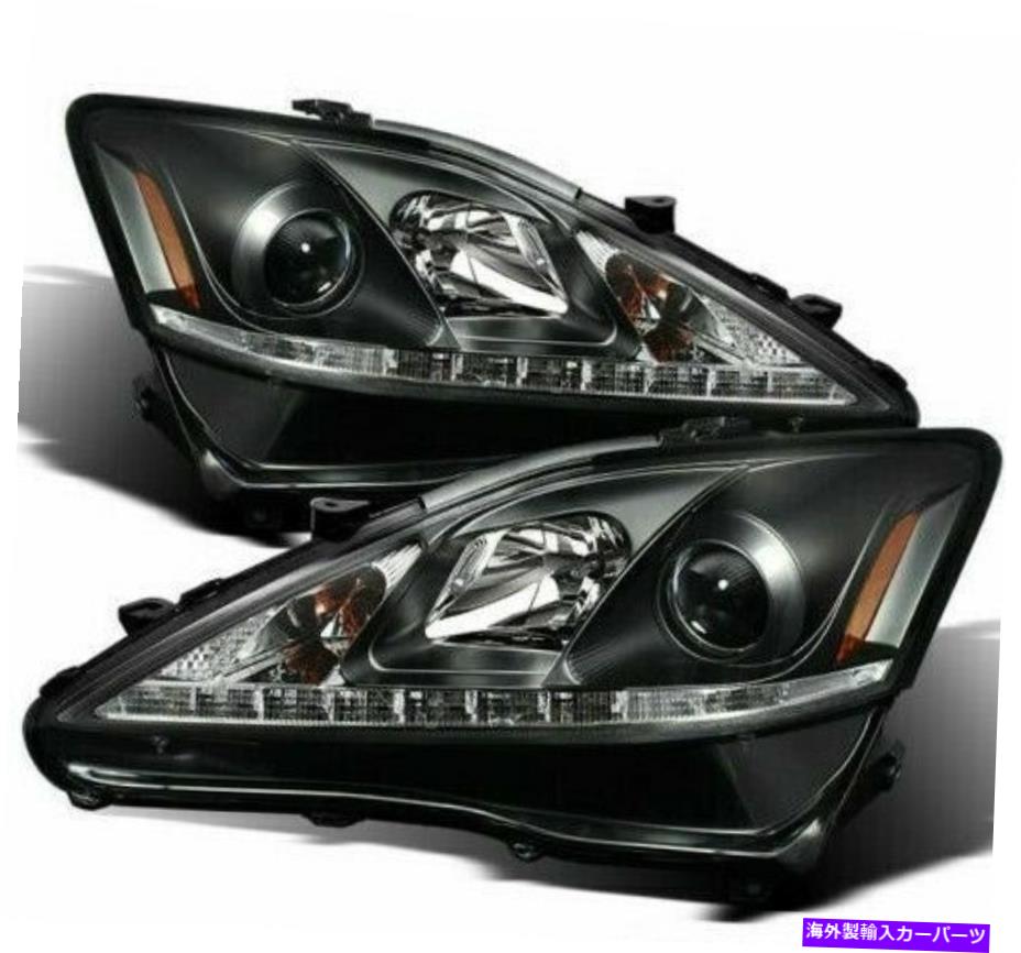 USヘッドライト 2006-2010 LEXUS IS250 IS350黒LEDプロジェクターヘッドライトヘッドランプRH + LH For 2006-2010 Lexus IS250 IS350 Black LED Projector HeadLights HeadLamps RH+LH【並行輸入品】