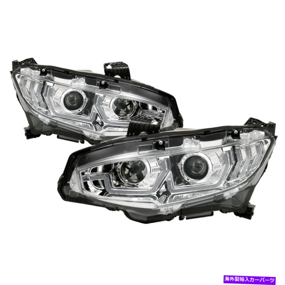 USヘッドライト Spyder Auto 5086082プロジェクターのヘッドライトは17-18シビックに合っています Spyder Auto 5086082 Projector Headlights Fits 17-18 Civic【並行輸入品】
