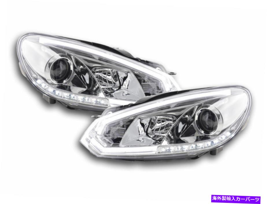 USヘッドライト クロムクリア仕上げライトバーチューブLED DRLヘッドライトVWゴルフ6 VI 08-13 CHROME clear finish lightbar tube LTI LED DRL headlights FOR VW Golf 6 VI 08-13【並行輸入品】