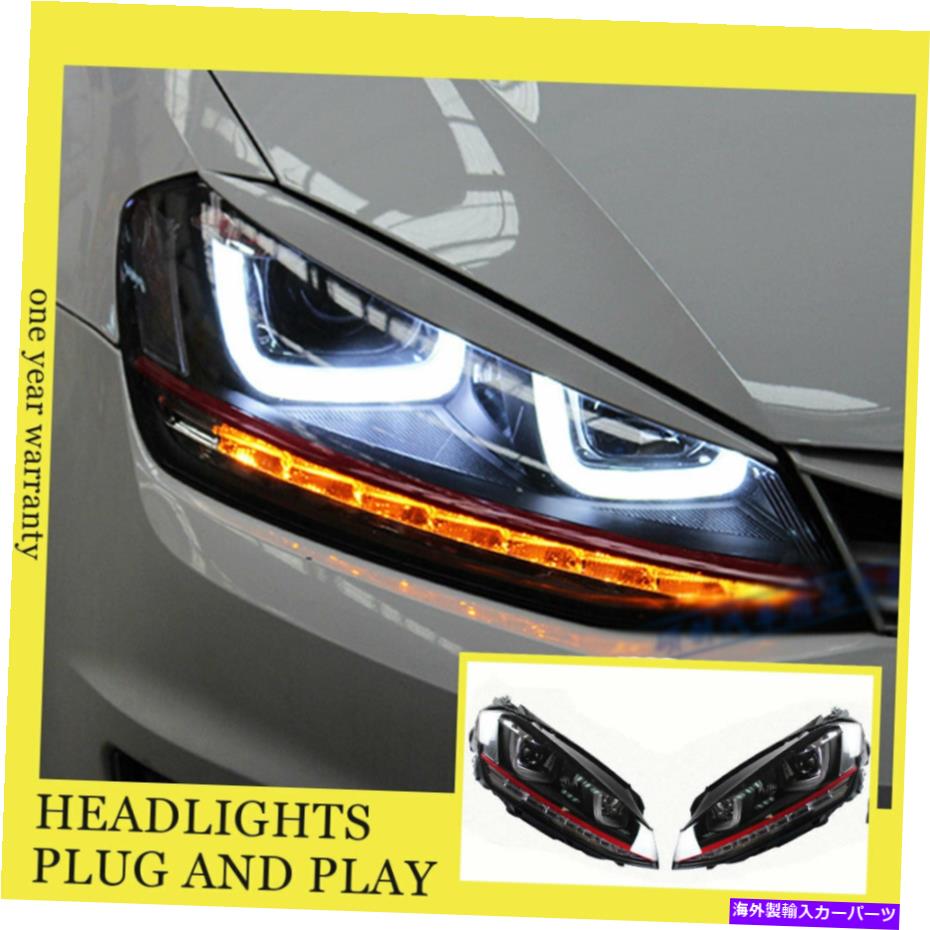 USヘッドライト VWゴルフ7ヘッドライトダブルキセノンビームHIDプロジェクターLED DRL 2013-2015 For VW golf 7 Headlights Double Xenon Beam HID Projector LED DRL 2013-2015【並行輸入品】