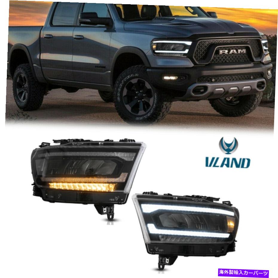 USヘッドライト セット（2）2019-21 Dodge RAM 1500 W /ダイナミック信号のためのフルLEDプロジェクターヘッドライト Set(2) Full LED Projector Headlights For 2019-21 Dodge Ram 1500 w/Dynamic Signal【並行輸入品】