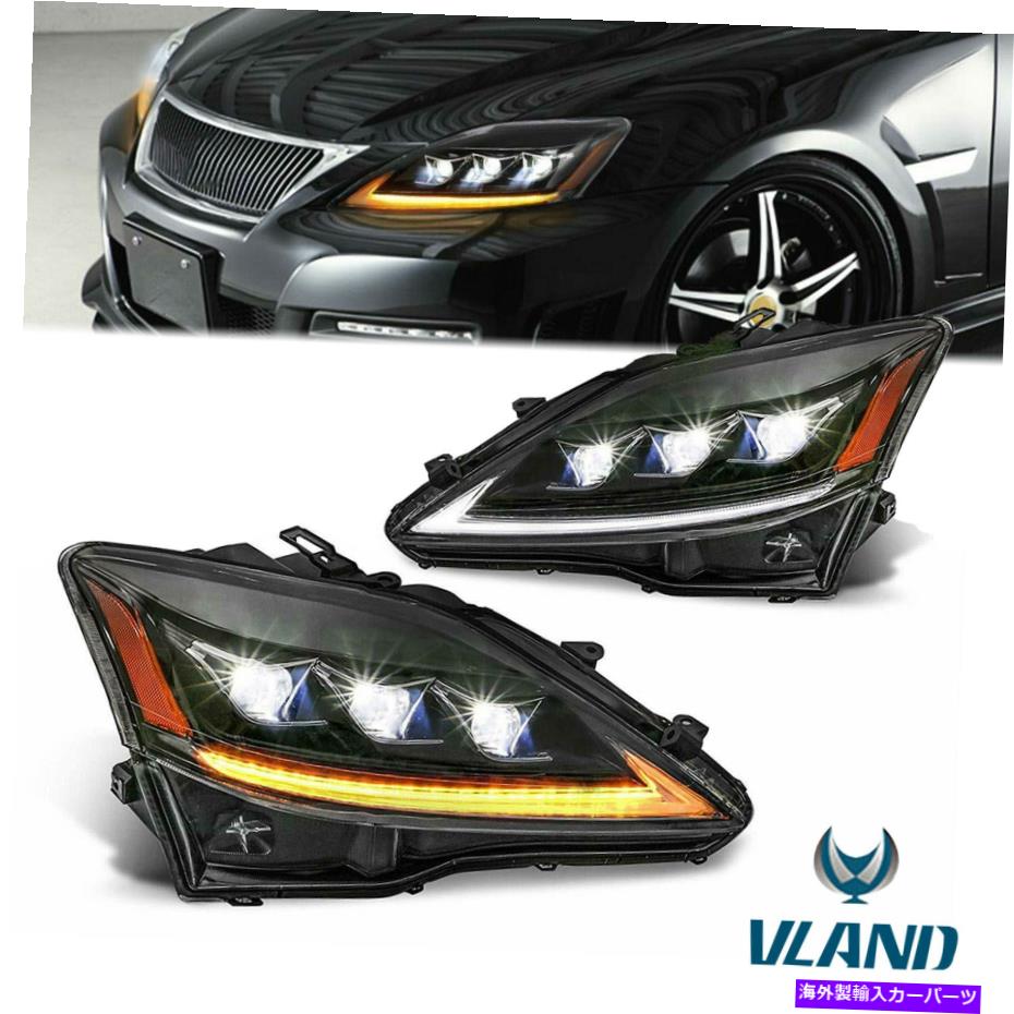 USヘッドライト 2006-2012 Lexus IS250 ISFのための2つのフルLED＆DRLプロジェクターのヘッドライトを設定します Set 2 Full LED & DRL Projector Headlights For 2006-2012 Lexus IS250 IS350 ISF【並行輸入品】