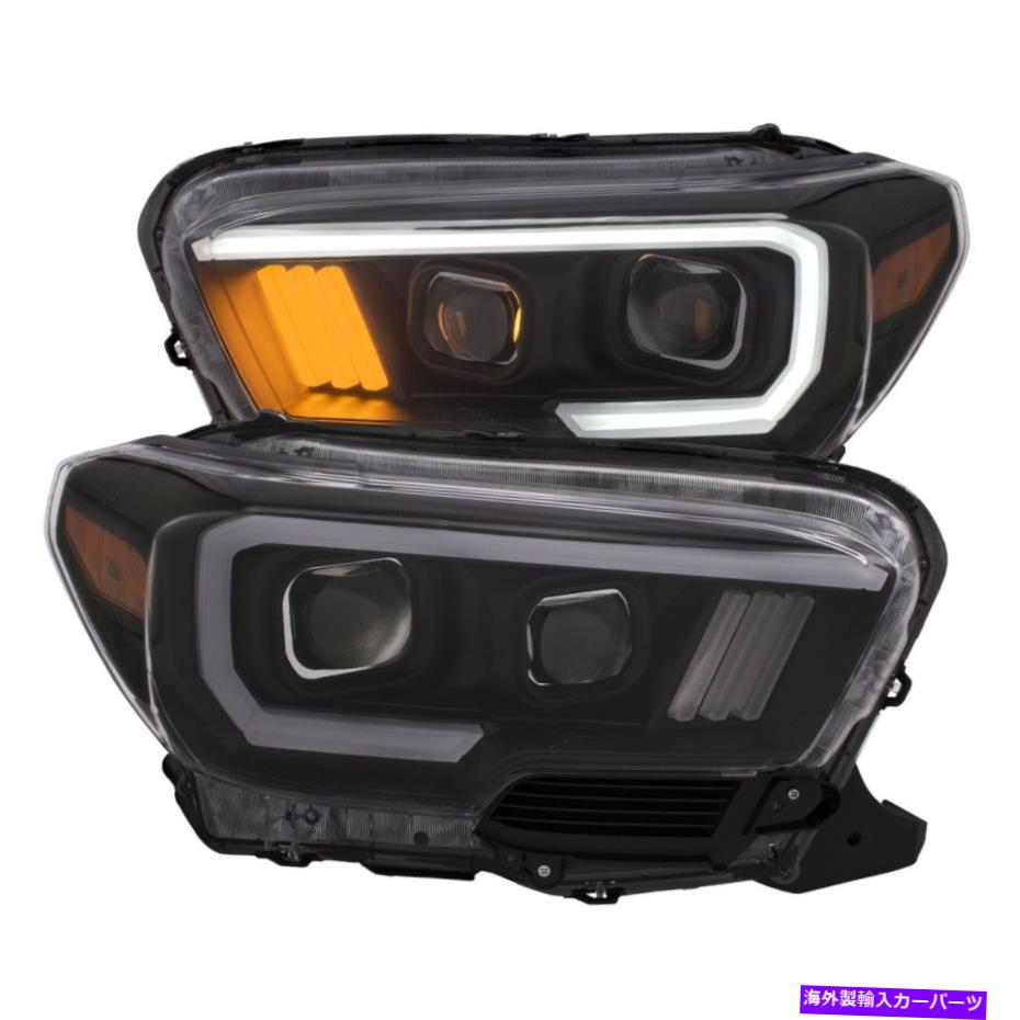 USヘッドライト Anzousa 111377プロジェクターヘッドライトW /板スタイルデザインブラックW /琥珀色 AnzoUSA 111377 Projector Headlights w/ Plank Style Design Black w/ Amber【並行輸入品】