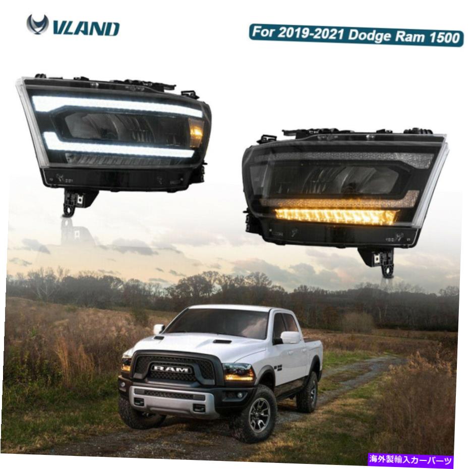 USヘッドライト 新しいペアLEDプロジェクターヘッドライトキット2019-2021 Dodge RAM 1500プラグ＆プレイ NEW Pair LED Projector Headlights Kits For 2019-2021 Dodge Ram 1500 Plug & Play【並行輸入品】