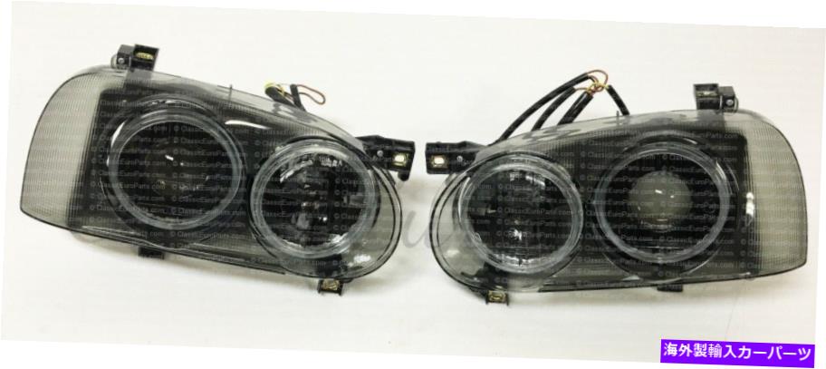 USヘッドライト VWゴルフのウサギMK3スモークハロースタイルダークダブルプロジェクターユーロヘッドライトGTI VW Golf Rabbit MK3 Smoked Hella STYLE Dark Double Projector Euro HEADLIGHTS GTi【並行輸入品】