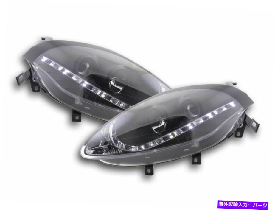 USヘッドライト Black Clear Finish Phine Led DRL昼間のヘッドライトFiat Bravoタイプ198から2007年 Black clear finish LED DRL daytime headlights FOR Fiat Bravo type 198 from 2007-【並行輸入品】