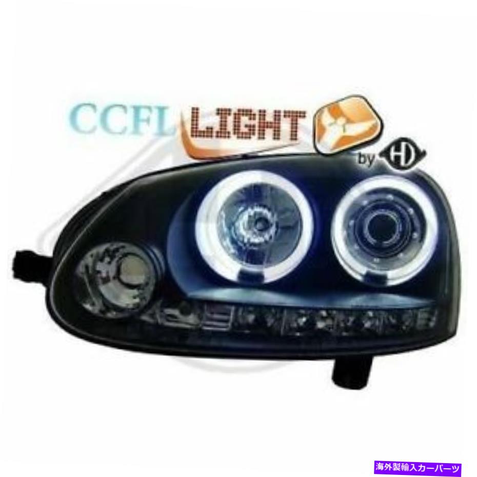USヘッドライト ブラッククリアフィニッシュCCFL Angel EyeヘッドライトHalo for VWゴルフV 5 03-08 Black clear finish CCFL angel eye headlights HALO for VW Golf V 5 03-08【並行輸入品】
