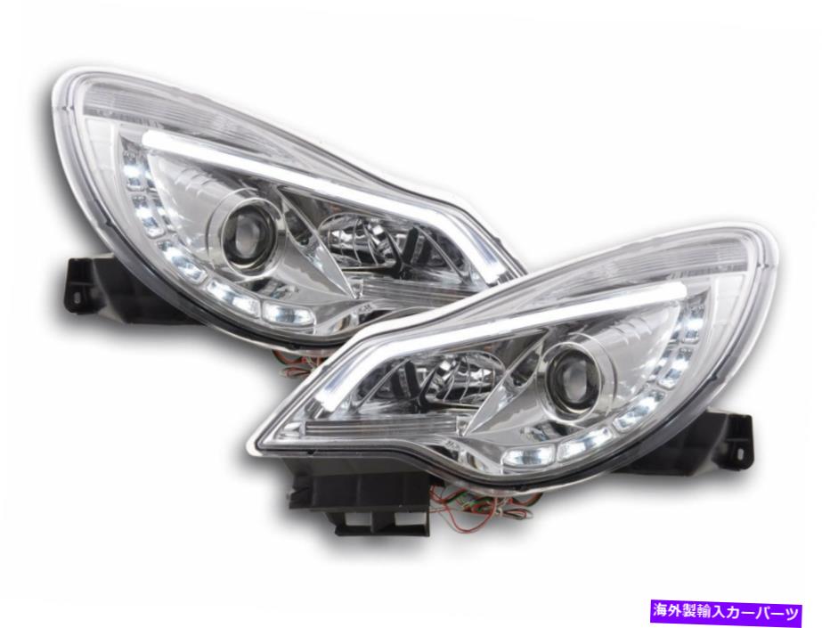 USヘッドライト Opel Corsa DのためのChromeクリアフィニッシュライトバーチューブDRLヘッドライト Chrome clear finish LIGHBAR tube DRL headlights for Opel Corsa D from 2011【並行輸入品】