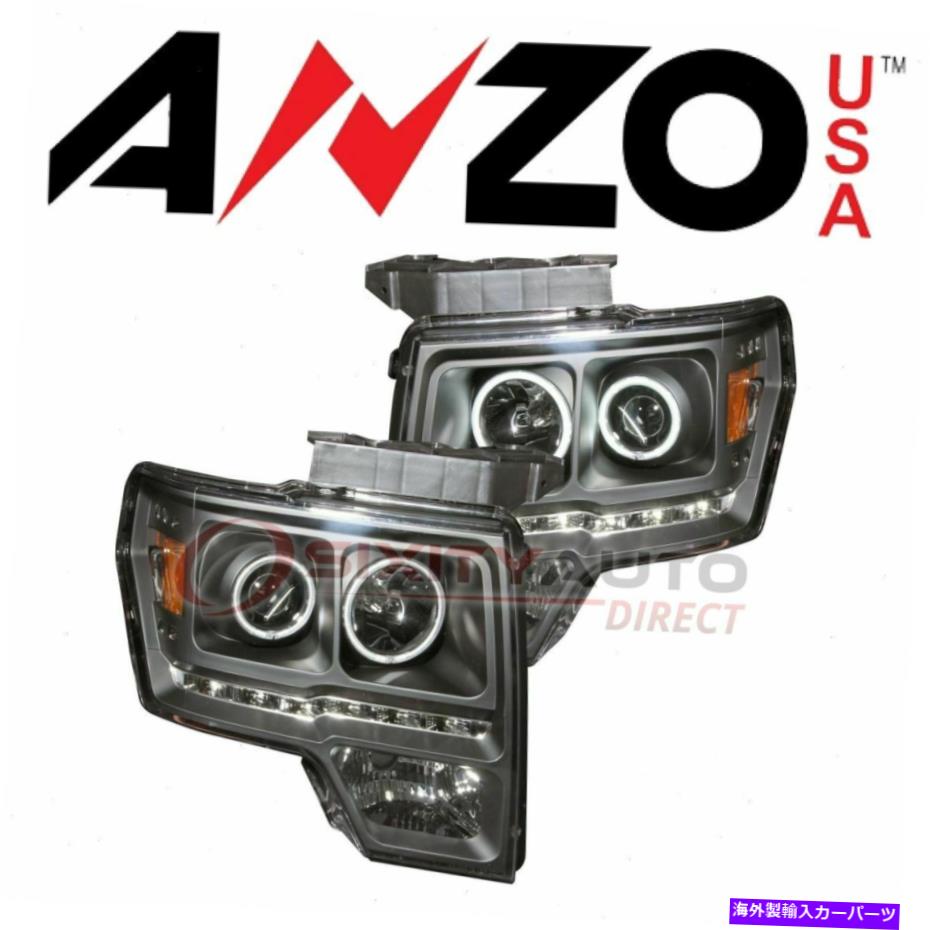 USヘッドライト Anzousa Headlight 2009-2014 Ford F-150 - 電気照明ボディVQ AnzoUSA Headlight Set for 2009-2014 Ford F-150 - Electrical Lighting Body vq【並行輸入品】