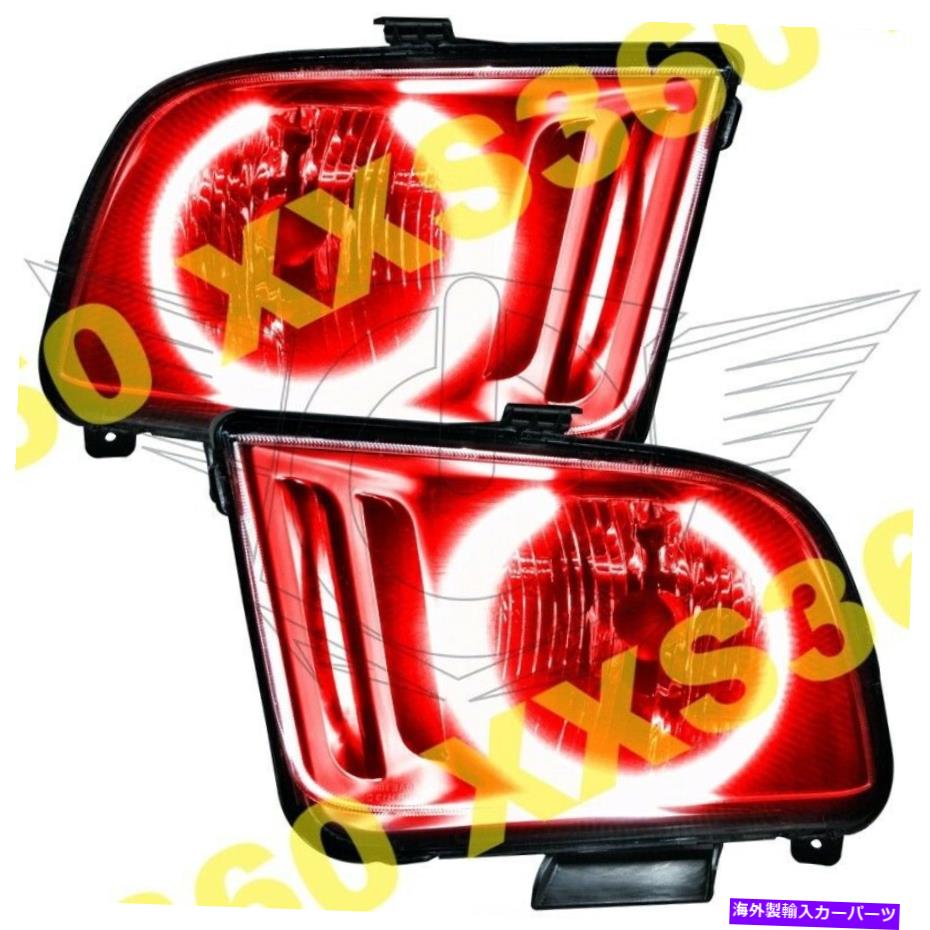 USヘッドライト フォードマスタング05-09レッドLEDの天使の目のためのOracle 2x Haloヘッドライト ORACLE 2x Halo HEADLIGHTS for Ford Mustang 05-09 RED LED Angel Eyes【並行輸入品】