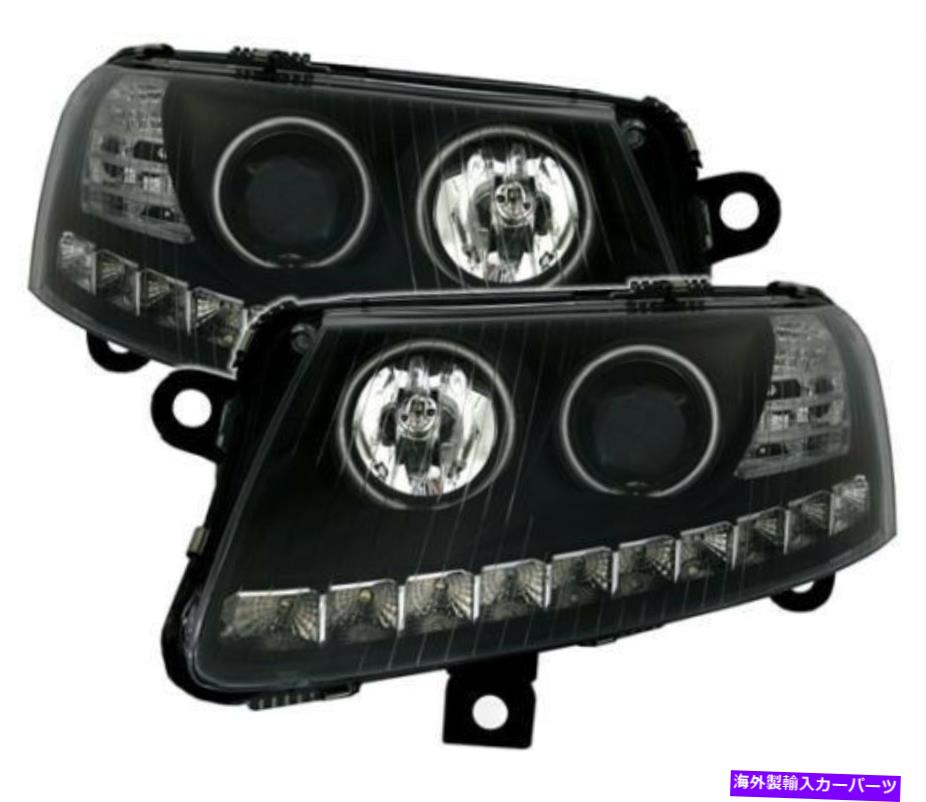 USヘッドライト CCFL Angel Eyes Audi A6 4Fのための黒いヘッドライトLed日中の走行灯 CCFL ANGEL EYES Black Headlights for Audi A6 4F with LED DAYTIME RUNNING LIGHTS【並行輸入品】