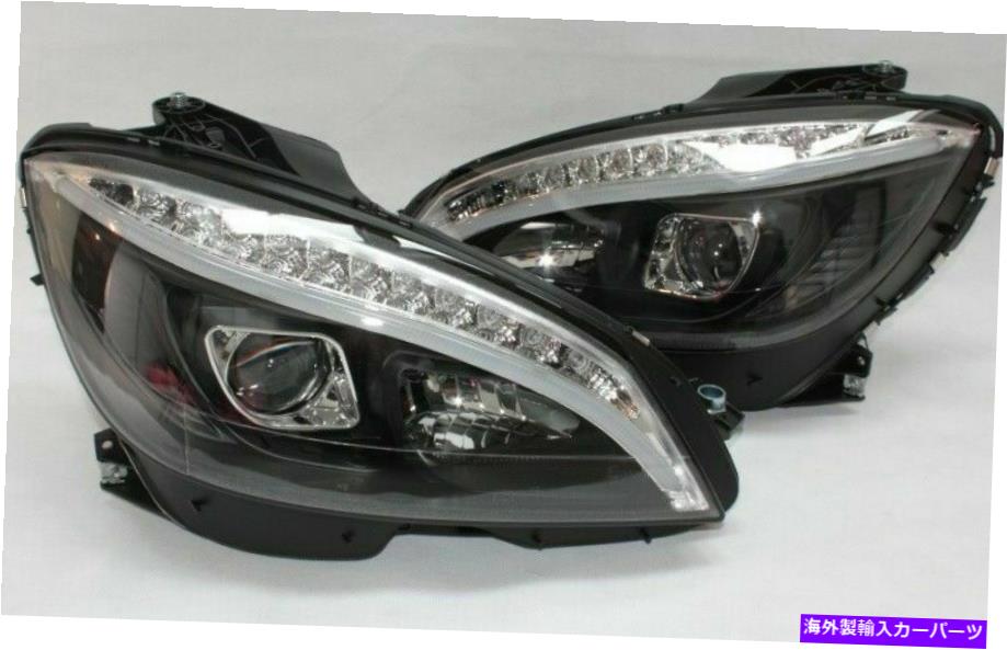 USヘッドライト シーケンシャルターン信号付きメルセデスW204 S204用ブラックLEDバーヘッドライト BLACK LED BAR HEADLIGHTS FOR MERCEDES W204 S204 with SEQUENTIAL TURN SIGNAL【並行輸入品】｜Us Custom Parts Shop USDM
