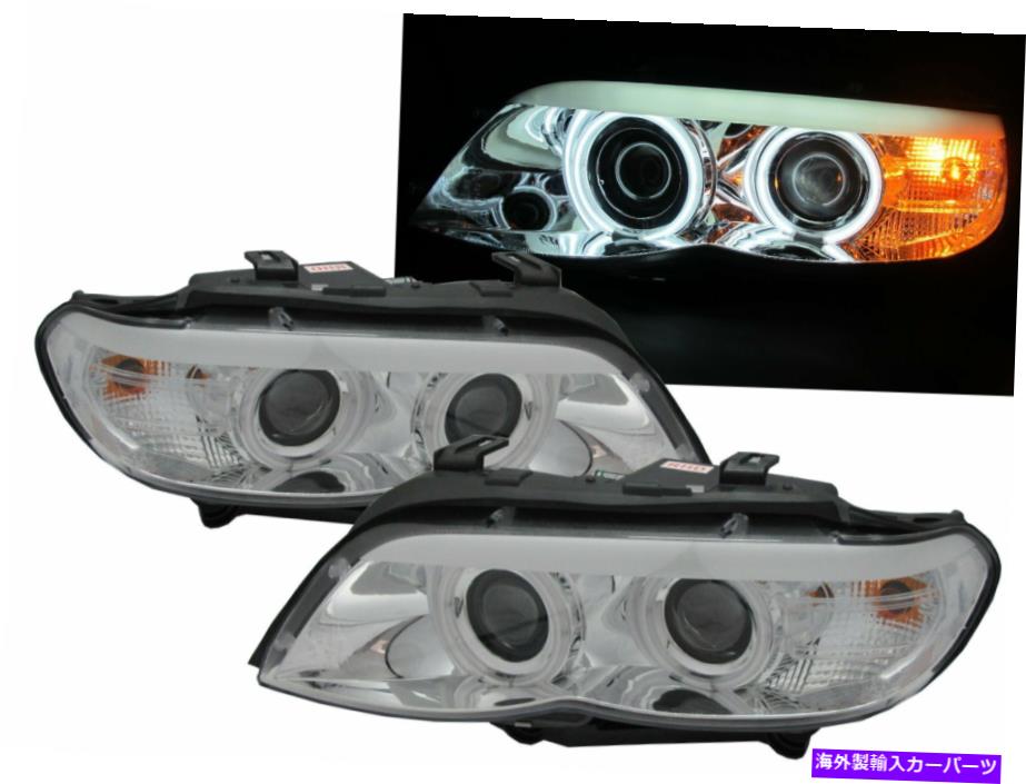 USヘッドライト E53 2004-2006 BMW LHDのためのFacelifted CCFL Angel-Eye Projector Headlight Chrome E53 2004-2006 FACELIFTED CCFL Angel-Eye Projector Headlight CHROME for BMW LHD【並行輸入品】
