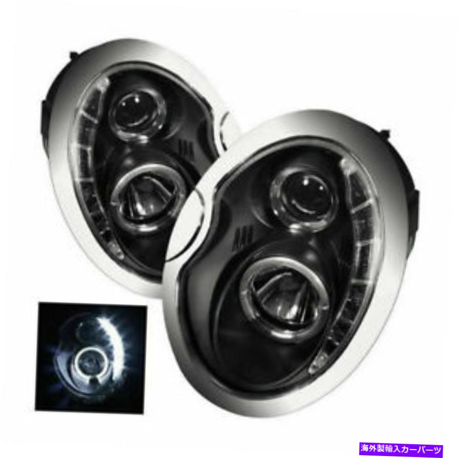 USヘッドライト LEDデイタイムランニングライトオプティカルヘッドライトセットブラックR50 R52 R53クーパー LED Daytime Running Light Optic Headlight Set Black for Mini R50 R52 R53 Cooper【並行輸入品】