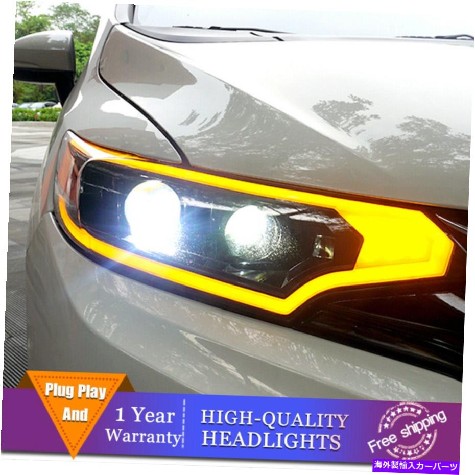 USヘッドライト Honda Fit Headlights二重レンズビームプロジェクターHID LED DRL 2015-2019 For Honda Fit Headlights Double Lens Beam Projector HID LED DRL 2015-2019【並行輸入品】