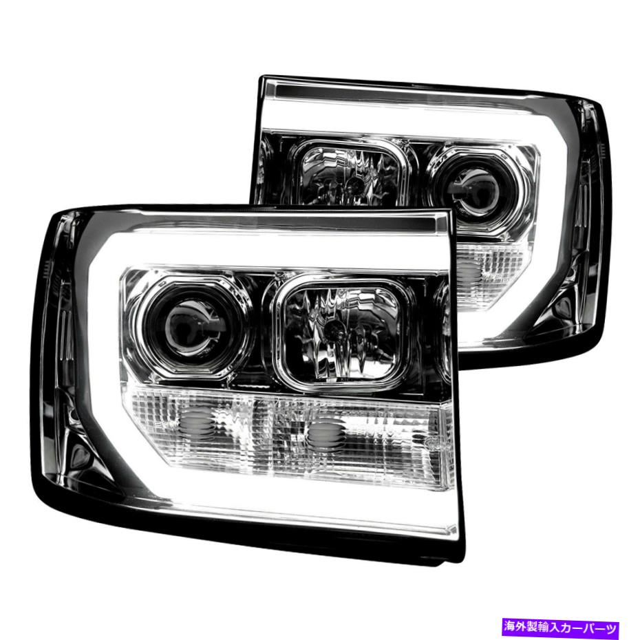 USヘッドライト GMC Sierra 2500 HD 07-14 RECON CHROME LED DRLバーHaloプロジェクターヘッドライト For GMC Sierra 2500 HD 07-14 Recon Chrome LED DRL Bar Halo Projector Headlights【並行輸入品】