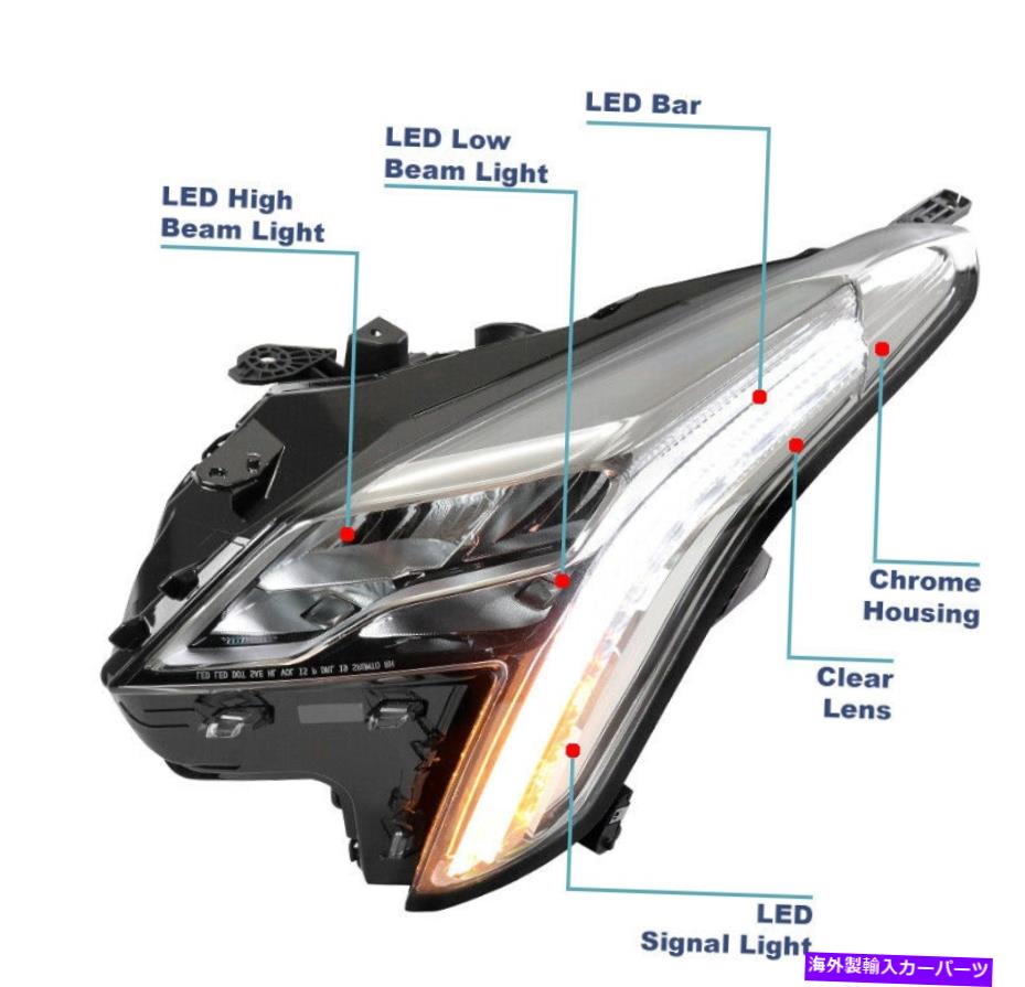 USヘッドライト 2018-2019 Cadillac XTS LED DRLプロジェクターのヘッドライトランプクロムドライバーが残った For 2018-2019 Cadillac XTS LED DRL Projector Headlight Lamp Chrome D Left【並行輸入品】
