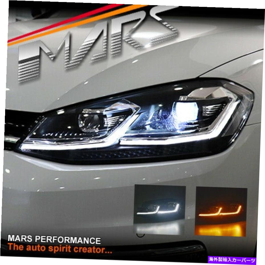 USヘッドライト rスタイルDRL LEDシーケンシャルインジケータキセノンHIDヘッドライトVWゴルフMK 7.5 R Style DRL LED Sequential Indicator Xenon HID Head Lights for VW Golf MK 7.5【並行輸入品】