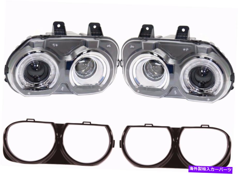 USヘッドライト Dodge Challenger 2015-2020ハロゲンヘッドライトヘッドランプライトのトリムベゼルペア DODGE CHALLENGER 2015-2020 HALOGEN HEADLIGHTS HEAD LAMPS LIGHTS TRIM BEZELS PAIR【並行輸入品】