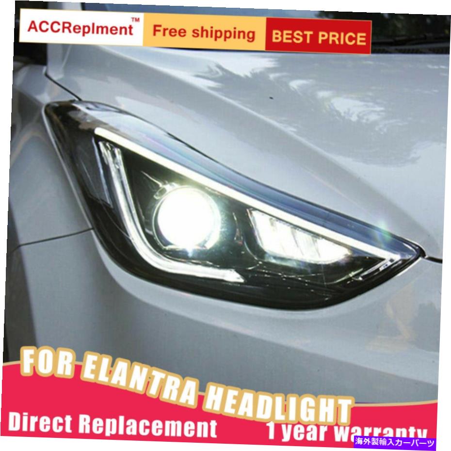 USヘッドライト Hyundai ElantraヘッドライトシングルレンズビームプロジェクターHID LED DRL 2011-2016 For Hyundai Elantra Headlights Single Lens Beam Projector HID LED DRL 2011-2016【並行輸入品】