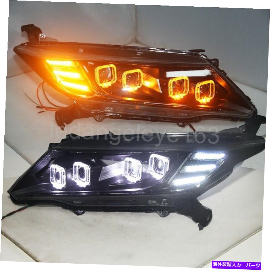 USヘッドライト ホンダシティLEDヘッドランプ2014-2019年ブラックJCのためのLEDヘッドライト LED headlights For HONDA City LED Head Lamps 2014-2019 year Black JC【並行輸入品】