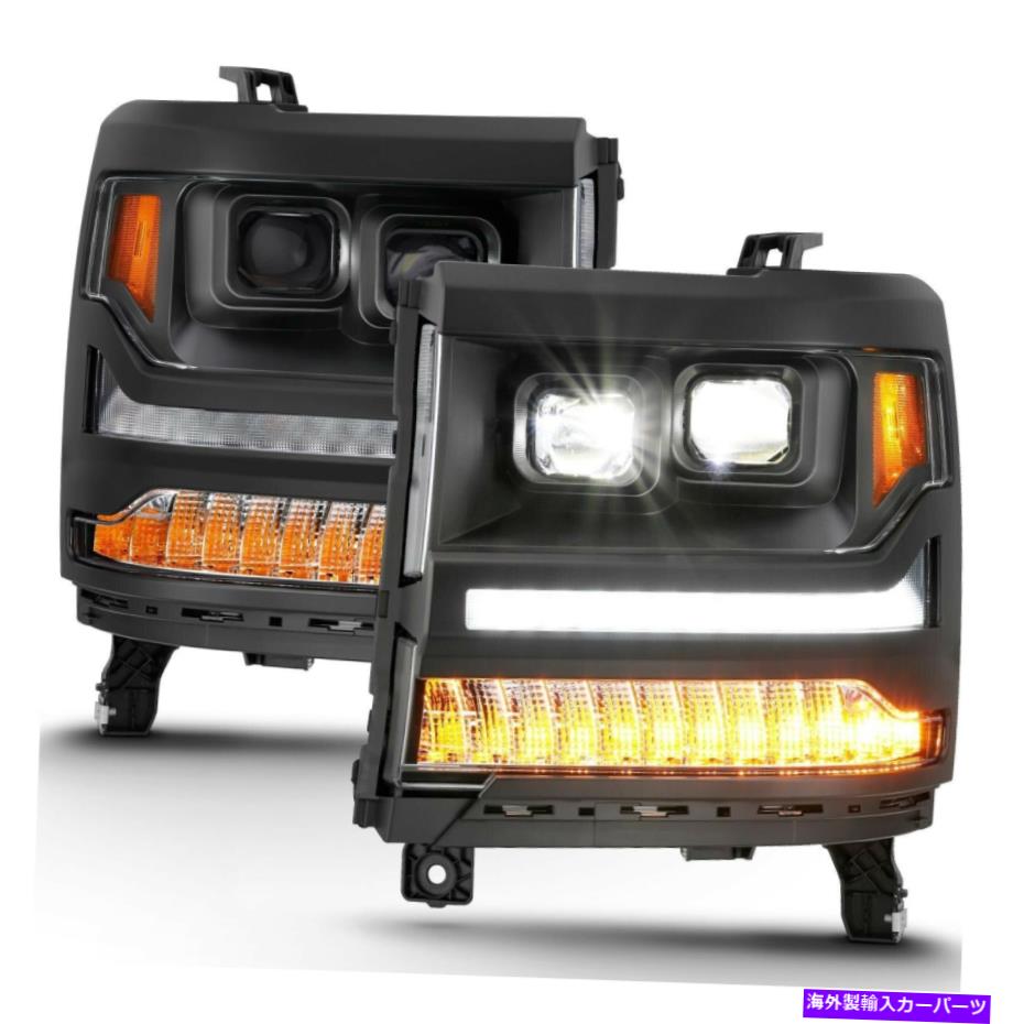 USヘッドライト 16-18 Silverado 1500のためのAnzo 111420黒LEDの板スタイルのプロジェクターのヘッドライト Anzo 111420 Black LED Plank Style Projector Headlights for 16-18 Silverado 1500【並行輸入品】