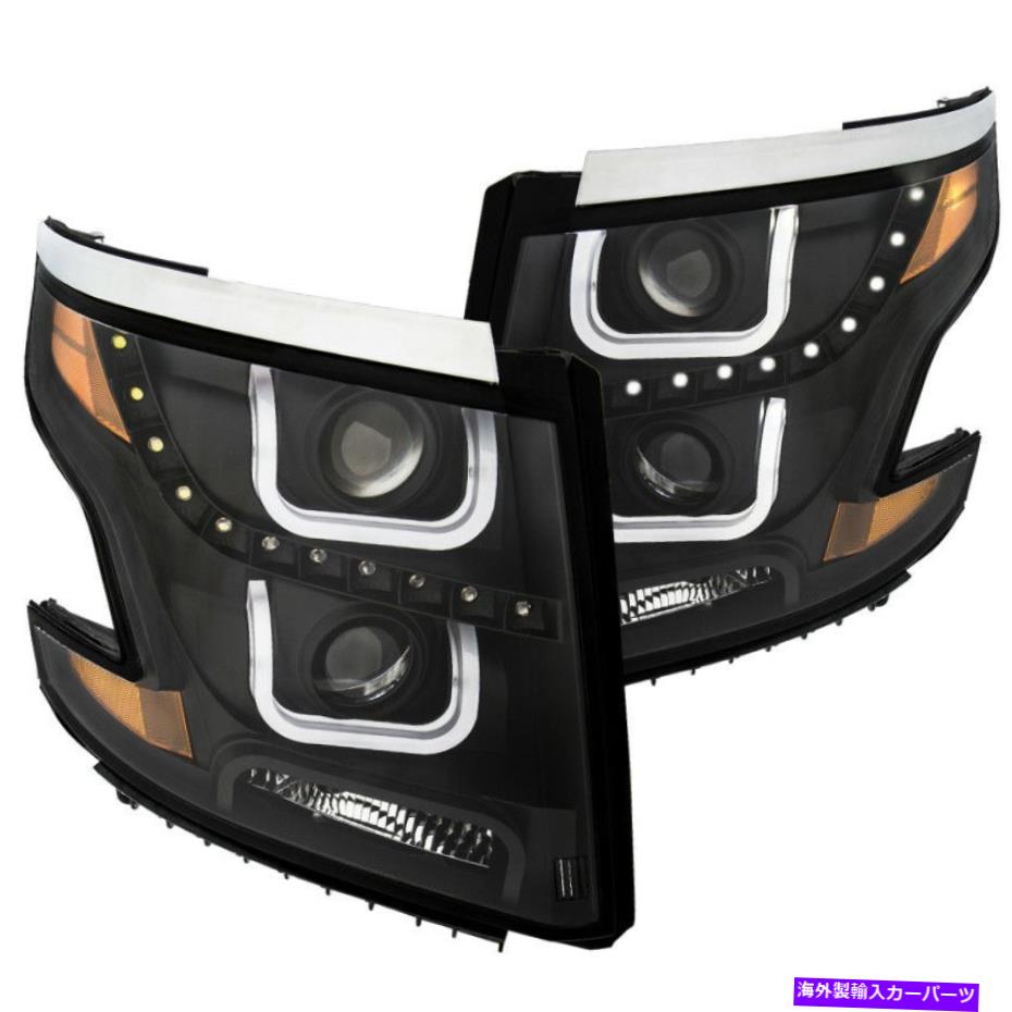 USヘッドライト 2015-2016 Chevrolet TahoeプロジェクターヘッドライトW / U-BAR BLACK CLEAR W / A ANZO for 2015-2016 Chevrolet Tahoe Projector Headlights w/ U-Bar Black Clear w/A【並行輸入品】