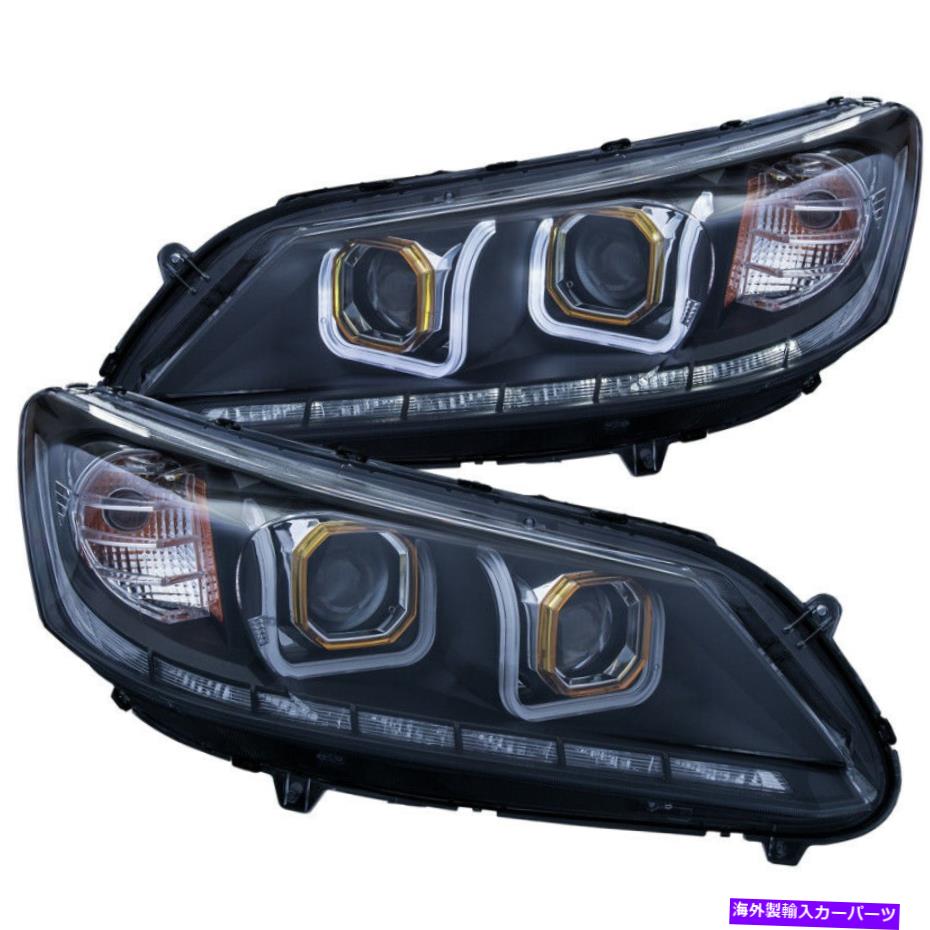 USヘッドライト 2013-2015ホンダアコードプロジェクターヘッドライトW / U-BARブラック - ANZ121492 ANZO for 2013-2015 Honda Accord Projector Headlights w/ U-Bar Black - anz121492【並行輸入品】