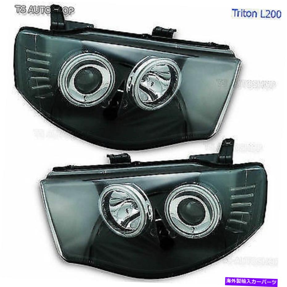 USヘッドライト LEDブラックヘッドランプライトプロジェクターフィットMitsubishi L200 Tritonピックアップ2006 13 Led Black Head Lamp Lights Projector Fits Mitsubishi L200 Triton Pickup 2006 13【並行輸入品】