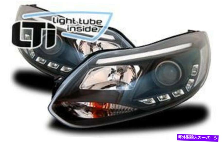 USヘッドライト LTI DRLライトチューブ内のヘッドライトセットブラックLED昼光フォーラムのフォーカス3 LTI DRL Light Tube Inside Headlight Set Black LED Daylight Ford Focus 3 from 11【並行輸入品】