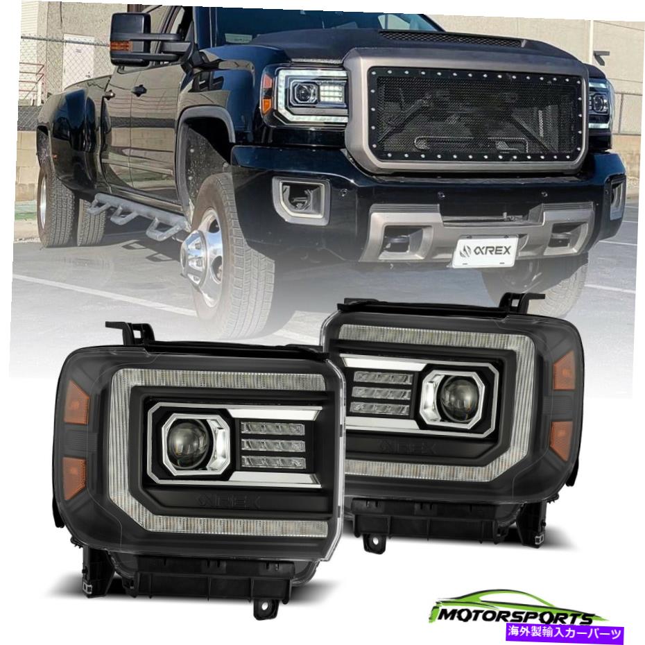 USヘッドライト FIT 14-18 GMC Sierra LuxxシリーズLEDプロジェクターヘッドライトペアレプレクテムブラック Fit 14-18 GMC Sierra LUXX-Series LED Projector Headlights Pair Replacemt Black【並行輸入品】｜Us Custom Parts Shop USDM