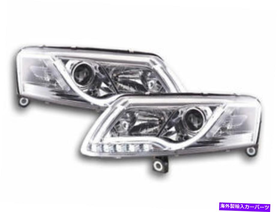 USヘッドライト Chrome Finish Light Tube DRLキセノンヘッドライトAudi A6 4F BJ 04-08 CHROME FINISH light tube DRL XENON headlights SET for Audi A6 4F BJ 04-08【並行輸入品】