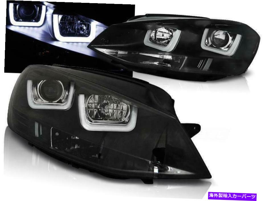 USヘッドライト 昼間のランニングライトDRL TFL uバーLEDヘッドライトVWゴルフVII 7 12-17 BLK Daytime Running Lights DRL TFL U bar LED Headlights FOR VW Golf VII 7 12-17 BLK【並行輸入品】