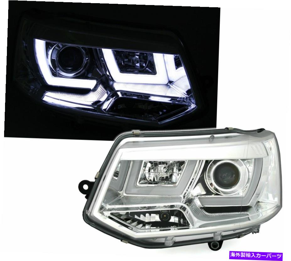 USヘッドライト VWトランスポーターT5のための日中LED DRL Uバーが付いているクロムクリア仕上げヘッドライト Chrome clear finish headlights with Daytime LED DRL U BAR for VW Transporter T5【並行輸入品】|Us Custom Parts Shop USDM