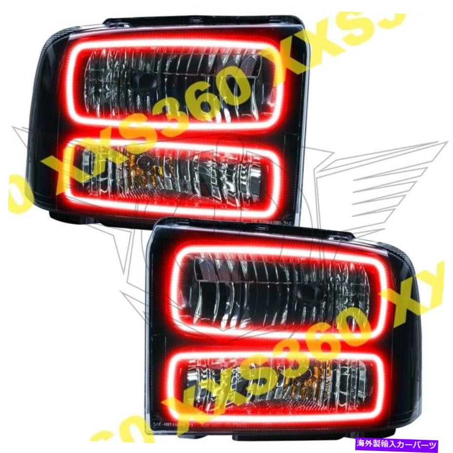 USヘッドライト Oracle Halo Headlights Black for fordエクスカーション2005 Red Led Angel Eyes ORACLE Halo HEADLIGHTS BLACK for Ford Excursion 2005 RED LED Angel Eyes【並行輸入品】