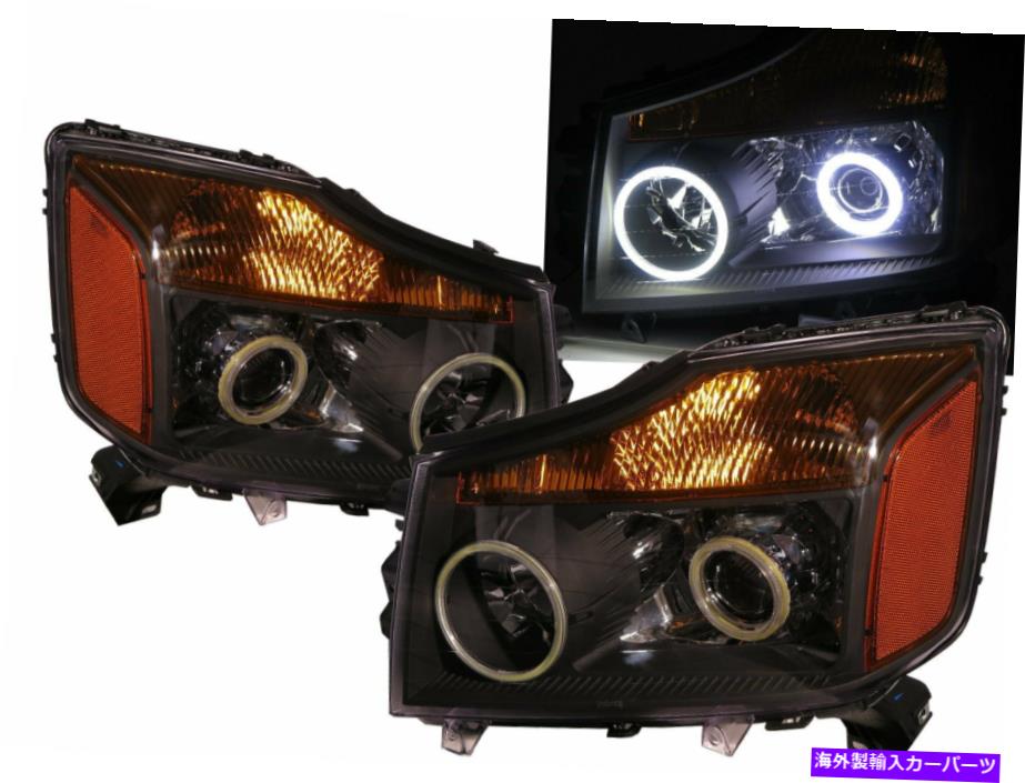 USヘッドライト 日産LHDのためのArmada WA60 MK1 2004-2007 SUV COBプロジェクターヘッドライトブラック Armada WA60 MK1 2004-2007 SUV COB Projector Headlight Black for NISSAN LHD【並行輸入品】