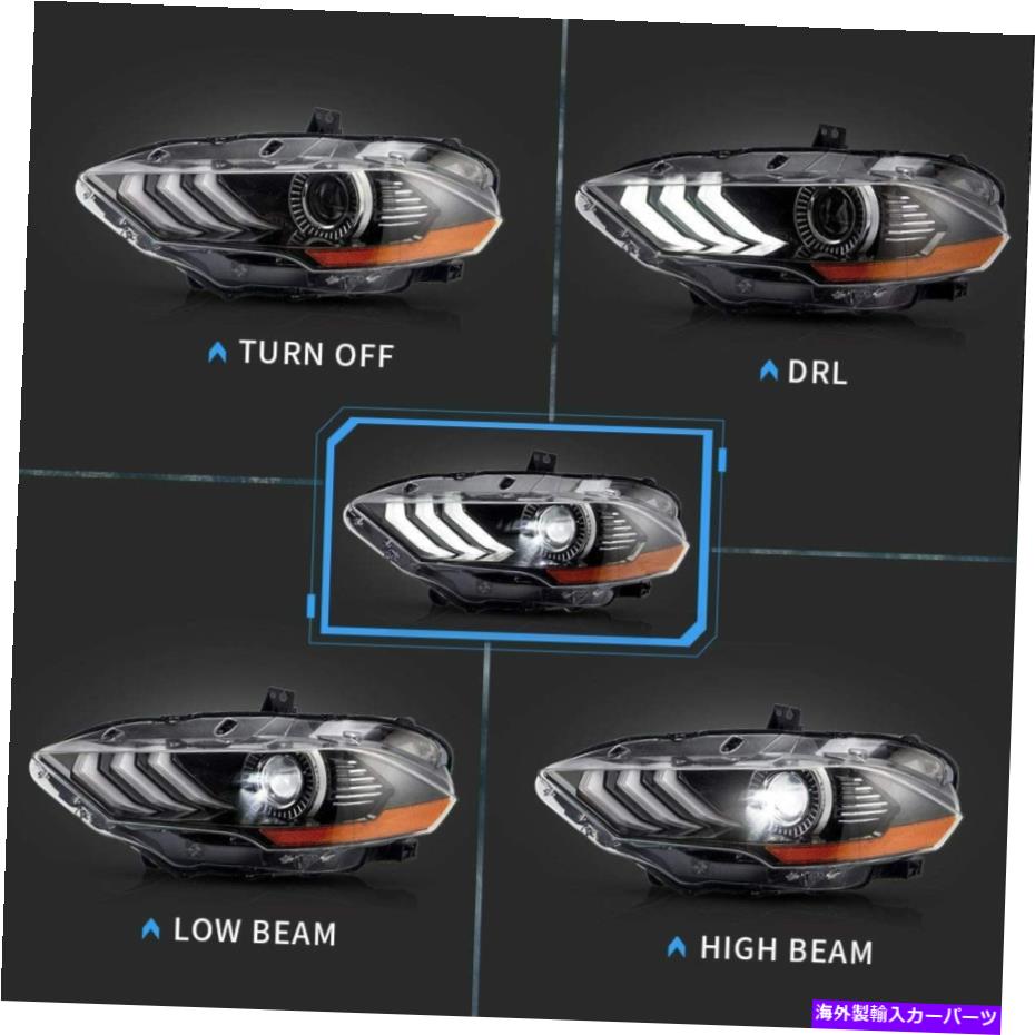 USヘッドライト フォードマスタング2018アップLEDヘッドライトWのためのVlandファクトリーカーアクセサリーヘッドランプ Vland Factory Car Accessories Head Lamp for Ford Mustang 2018-up LED Headlight w【並行輸入品】