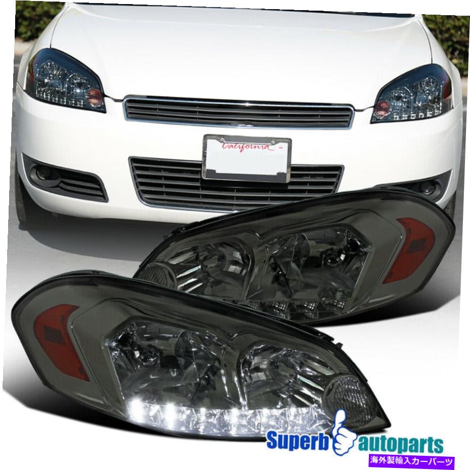 USヘッドライト 2006-2013シボレー・インパラ06-07モンテカルロ煙ヘッドライトLEDストリップランプ For 2006-2013 Chevy Impala 06-07 Monte Carlo Smoke Headlights LED Strip Lamps【並行輸入品】