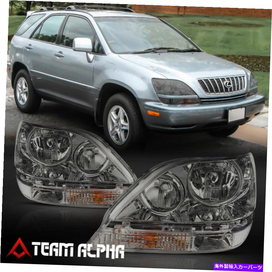 USヘッドライト フィット1999-2003レクサスRX300 [クロム/スモーク]アンバーコーナーヘッドライトヘッドランプランプ Fits 1999-2003 Lexus RX300 [Chrome/Smoke] Amber Corner Headlight Headlamp Lamp【並行輸入品】