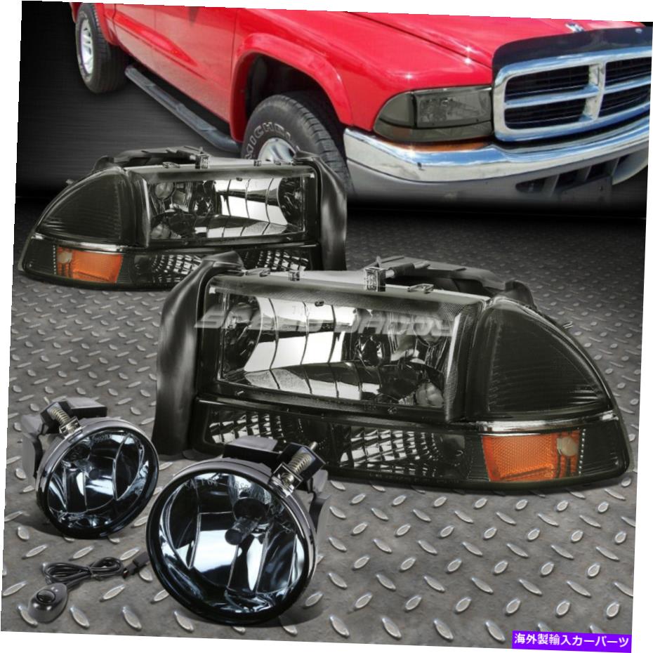 USヘッドライト 01-04 Dodge Dakota / Durango用スモークレンズアンバー4ピーのヘッドライト+フォグライト+スイッチ SMOKE LENS AMBER 4PC HEADLIGHT+FOG LIGHT+SWITCH FOR 01-04 DODGE DAKOTA/DURANGO【並行輸入品】