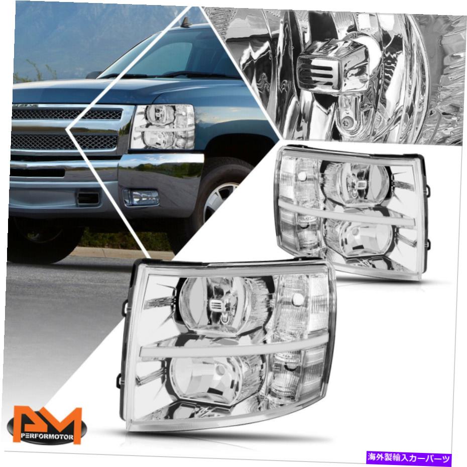 USヘッドライト 07-14シボリーSilveradoヘッドライト/ランプ交換クロームハウジングクリアコーナー For 07-14 Chevy Silverado Headlight/Lamp Replacement Chrome Housing Clear Corner【並行輸入品】 40,385円
