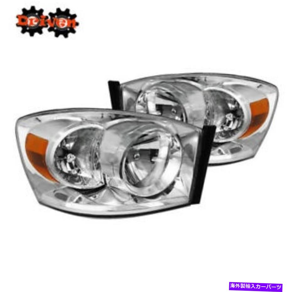 USヘッドライト 06-08ダッジRAMトラッククリスタルクリアクロームハウジングヘッドライトW /アンバーリフレクター 06-08 Dodge Ram Truck Crystal Clear Chrome Housing Headlights w/Amber Reflector【並行輸入品】