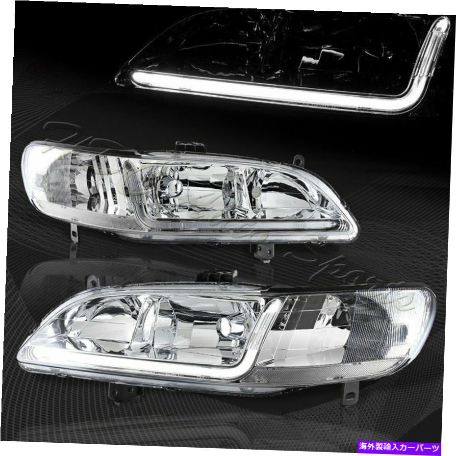 USヘッドライト 1998-2002ホンダアコードDRL LEDクロームハウジングヘッドライトW /クリアリフレクタ For 1998-2002 Honda Accord DRL LED Chrome Housing Headlights W/Clear Reflector【並行輸入品】