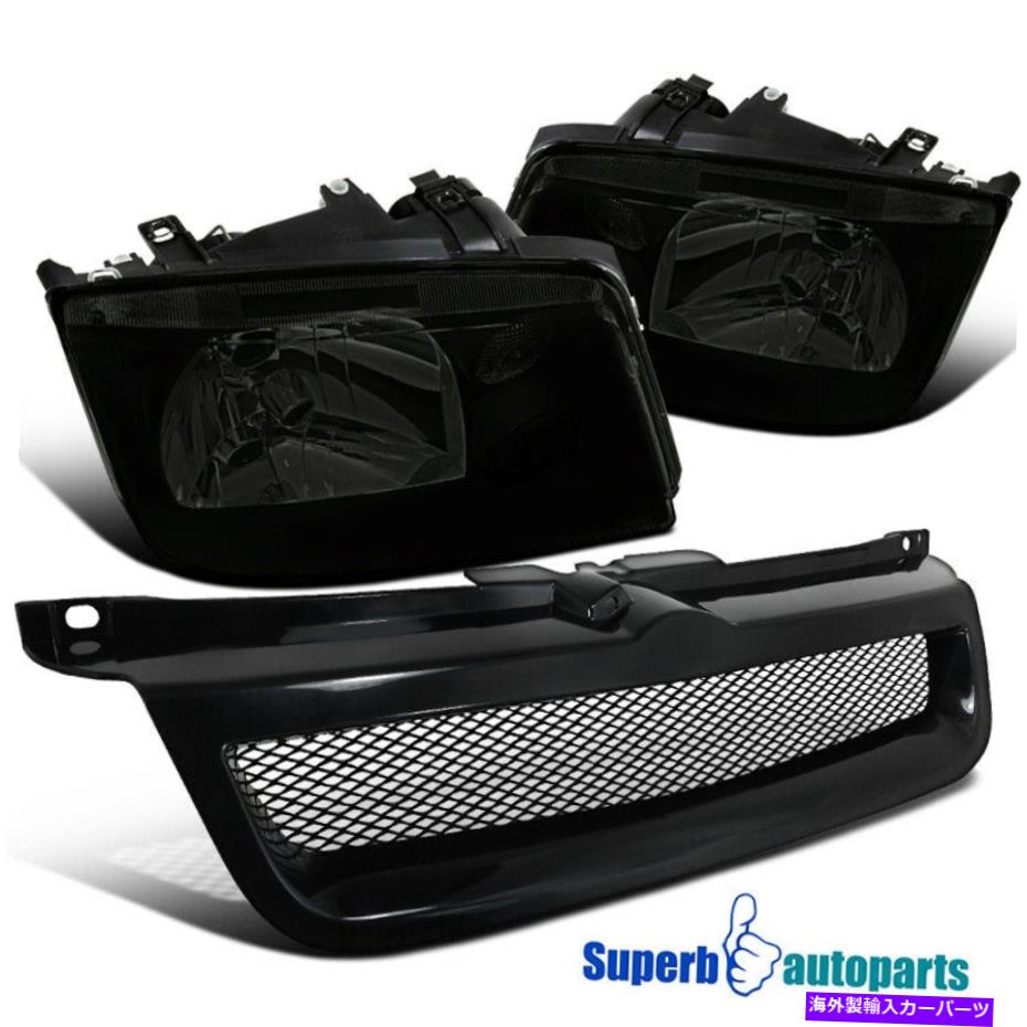 USヘッドライト 1999年から2004年VW Jetta Bora Smokeヘッドライトヘッドランプ+アルミメッシュフードグリル For 1999-2004 VW Jetta Bora Smoke Headlight Head Lamp+Aluminum Mesh Hood Grille【並行輸入品】