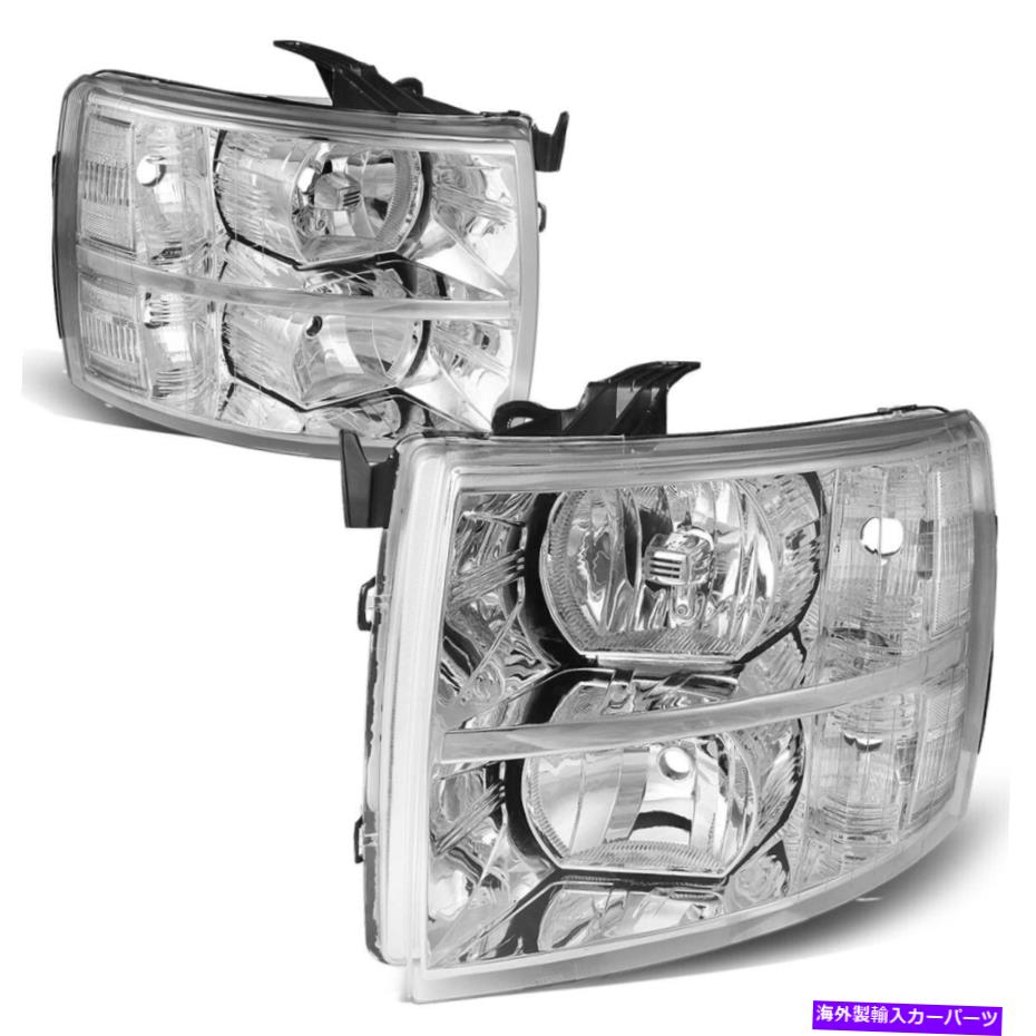 USヘッドライト FIT 2007-2014シボリーシルバードエペアクロームハウジングクリアサイドヘッドライト/ランプセット Fit 2007-2014 Chevy Silverado Pair Chrome Housing Clear Side Headlight/Lamp Set【並行輸入品】｜Us Custom Parts Shop USDM