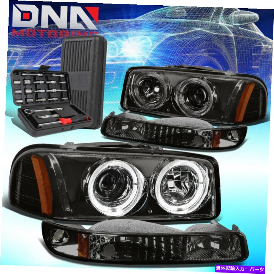 USヘッドライト 1999年から2006年のSierra LED HaloスモークプロジェクターヘッドライトW /バンパーランプ+ツール FOR 1999-2006 SIERRA LED HALO SMOKED PROJECTOR HEADLIGHTS W/BUMPER LAMPS+TOOLS【並行輸入品】 42,262円
