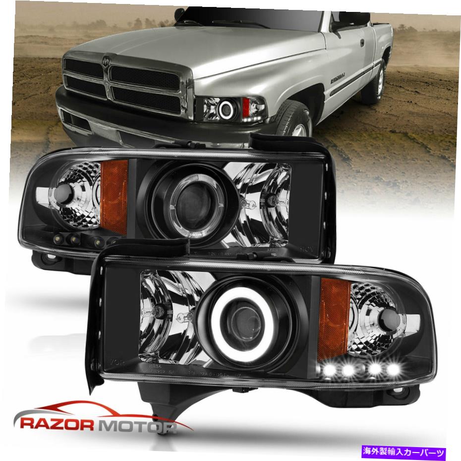 USヘッドライト 1994-2001 Dodge RAM 1500 2500 2500 LED Haloプロジェクターヘッドライトブラック For 1994-2001 Dodge RAM 1500 2500 3500 LED Halo Projector Headlights Black【並行輸入品】｜Us Custom Parts Shop USDM